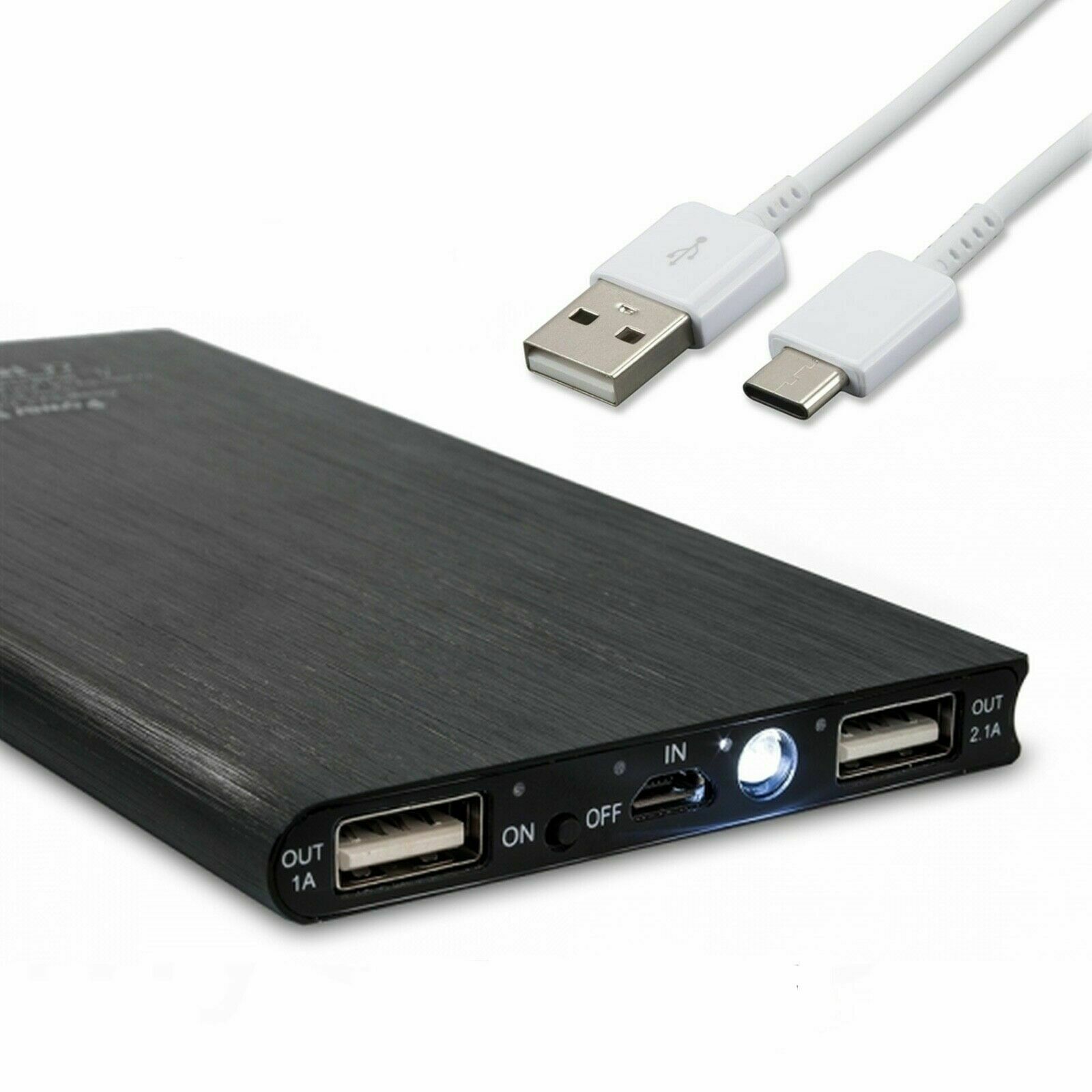 20000mAh-Power-Bank 2x USB Schwarz  mit USB-C Ladekabel