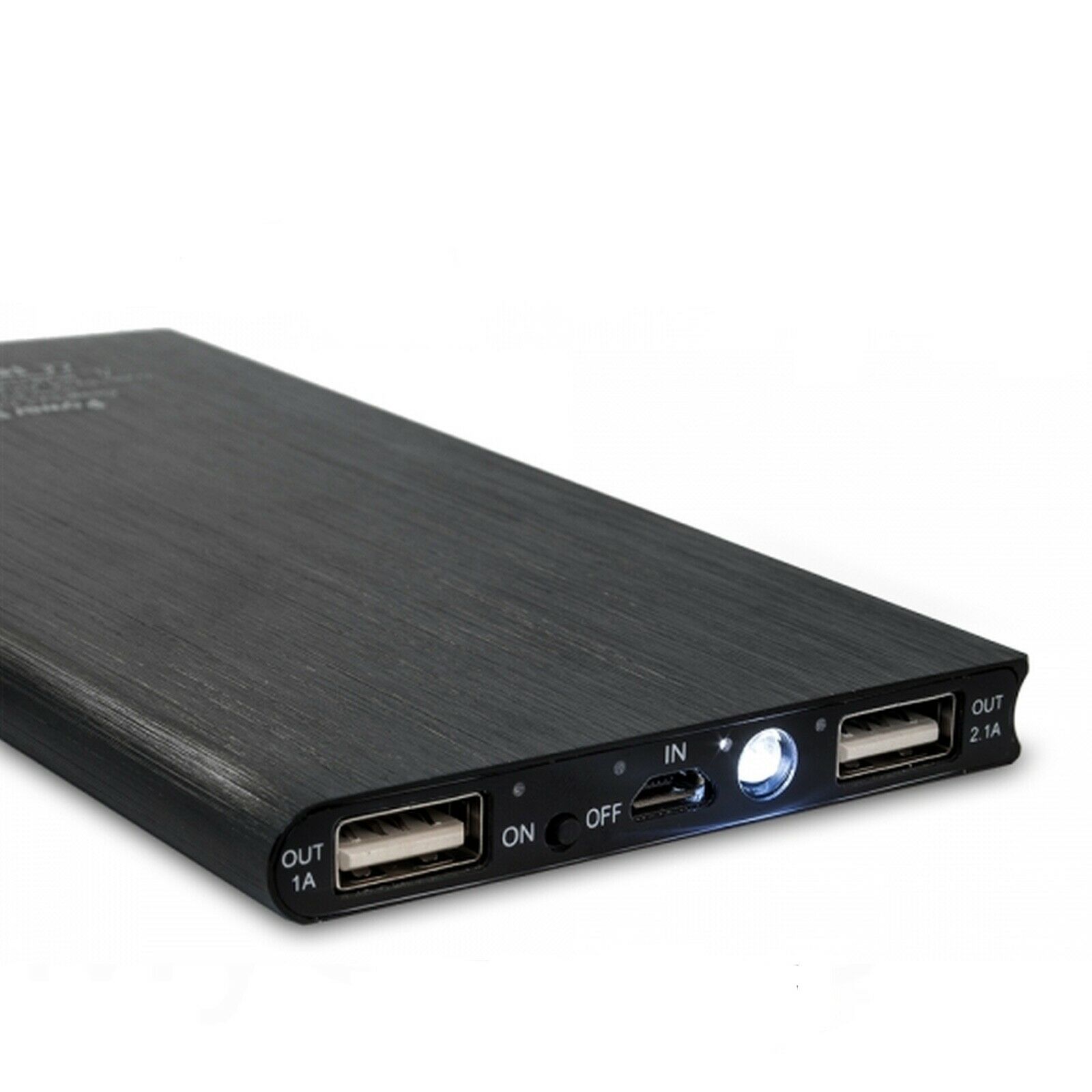 20000mAh-Power-Bank 2x USB Schwarz  mit Lightning Ladekabel