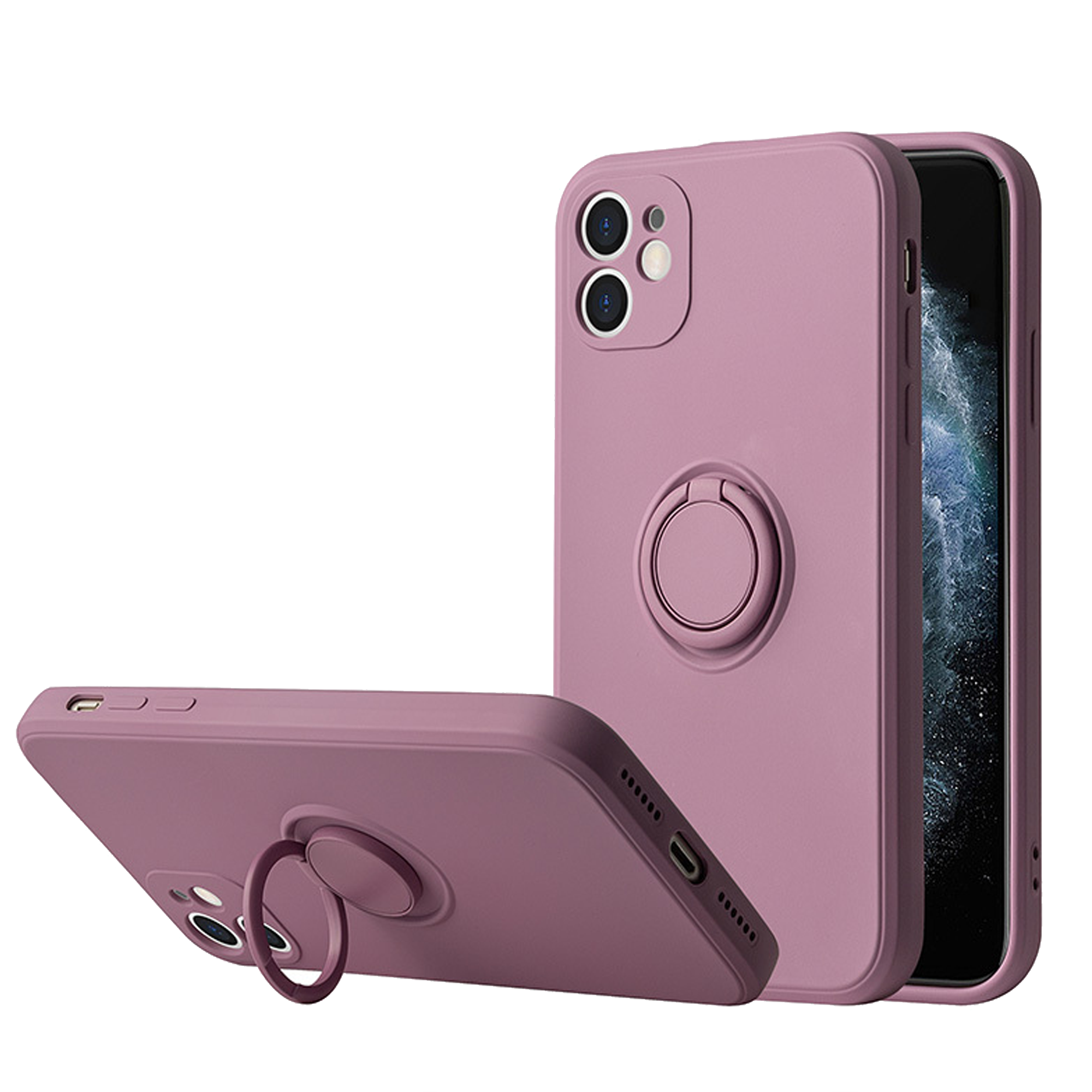 Silikon Ring Case Handy Tasche Handyhülle Magnet für iPhone 12 Pro Max Violett