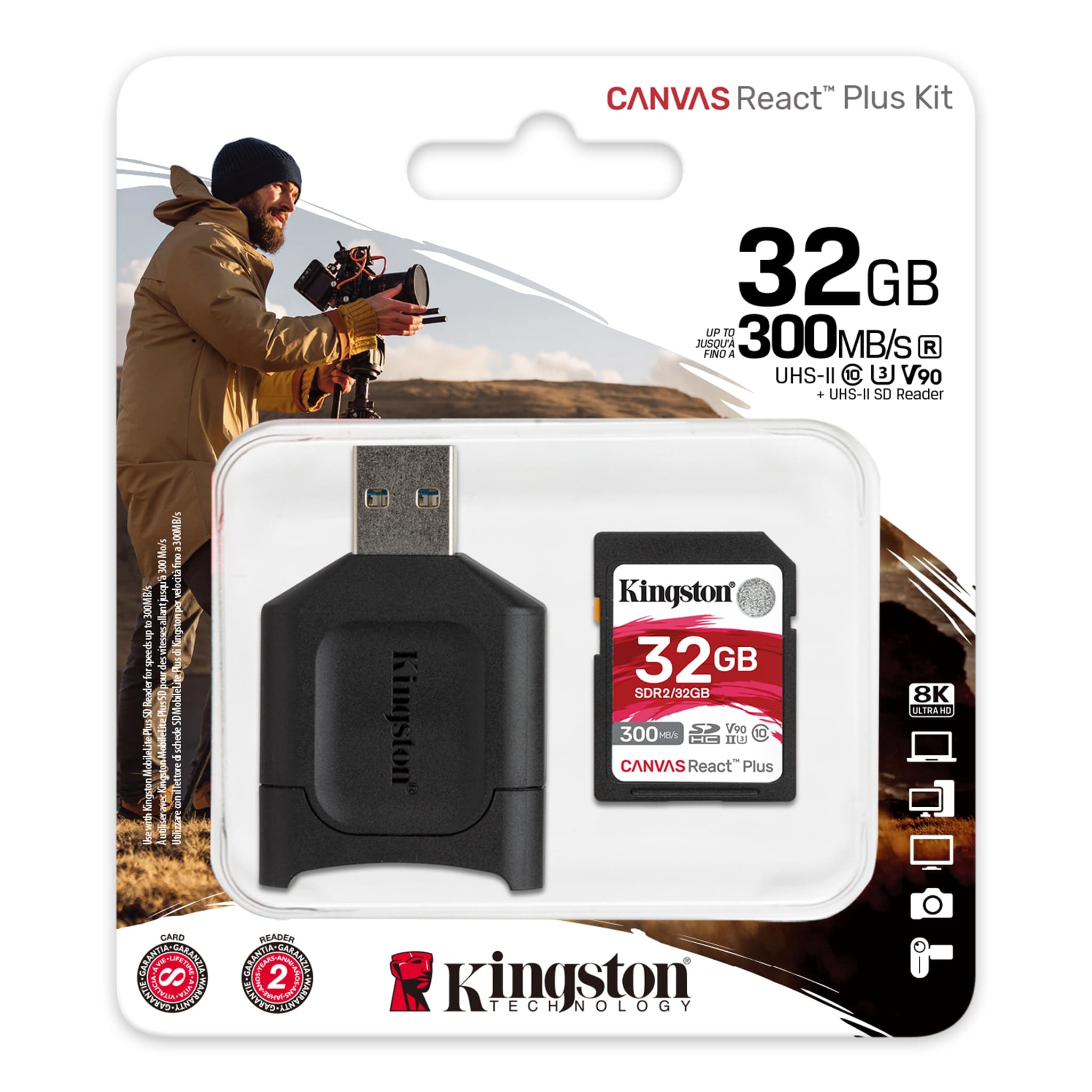 Kingston Canvas React Plus SD 4K/8K Speicherkarte 32GB