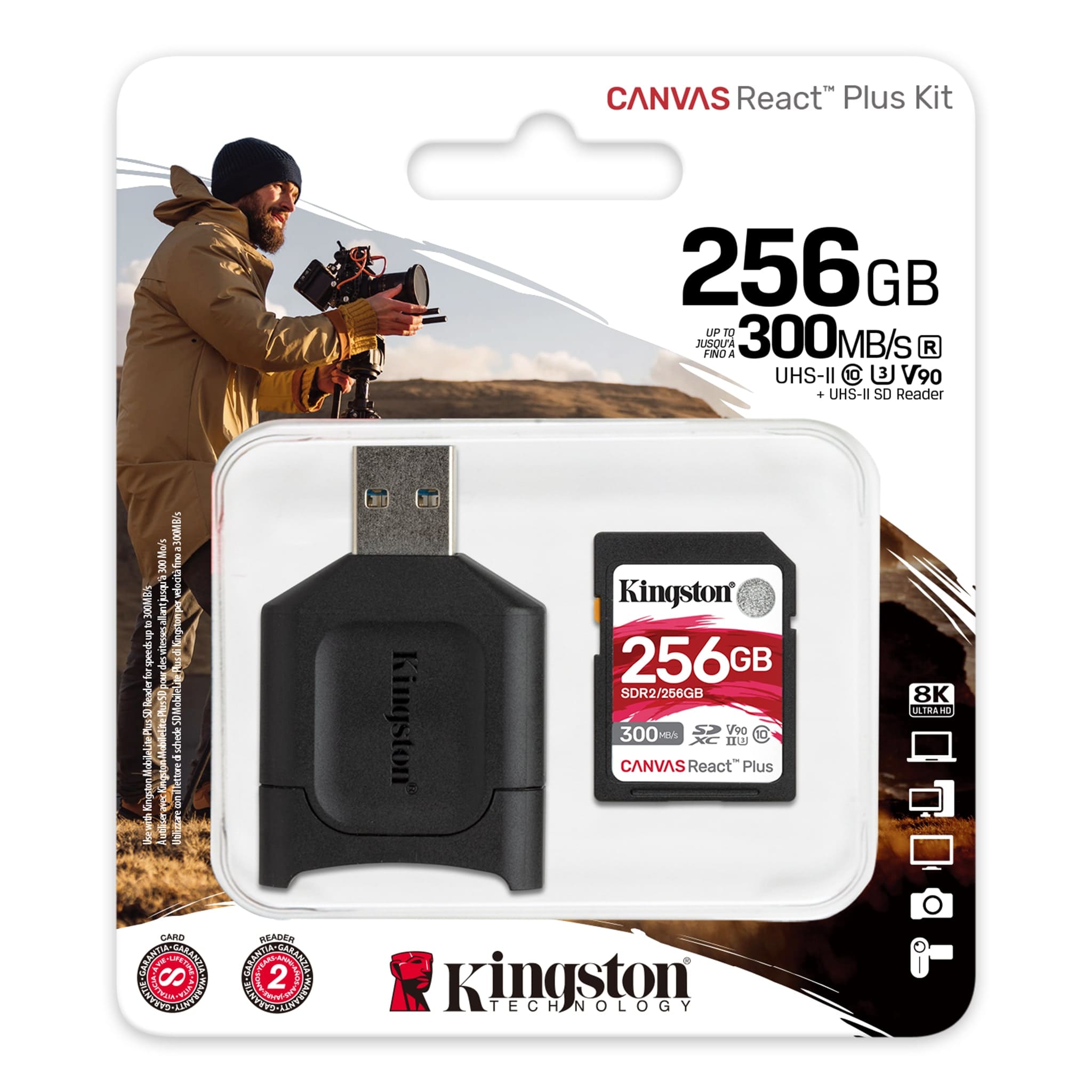 Kingston Canvas React Plus SD 4K/8K Speicherkarte 256GB