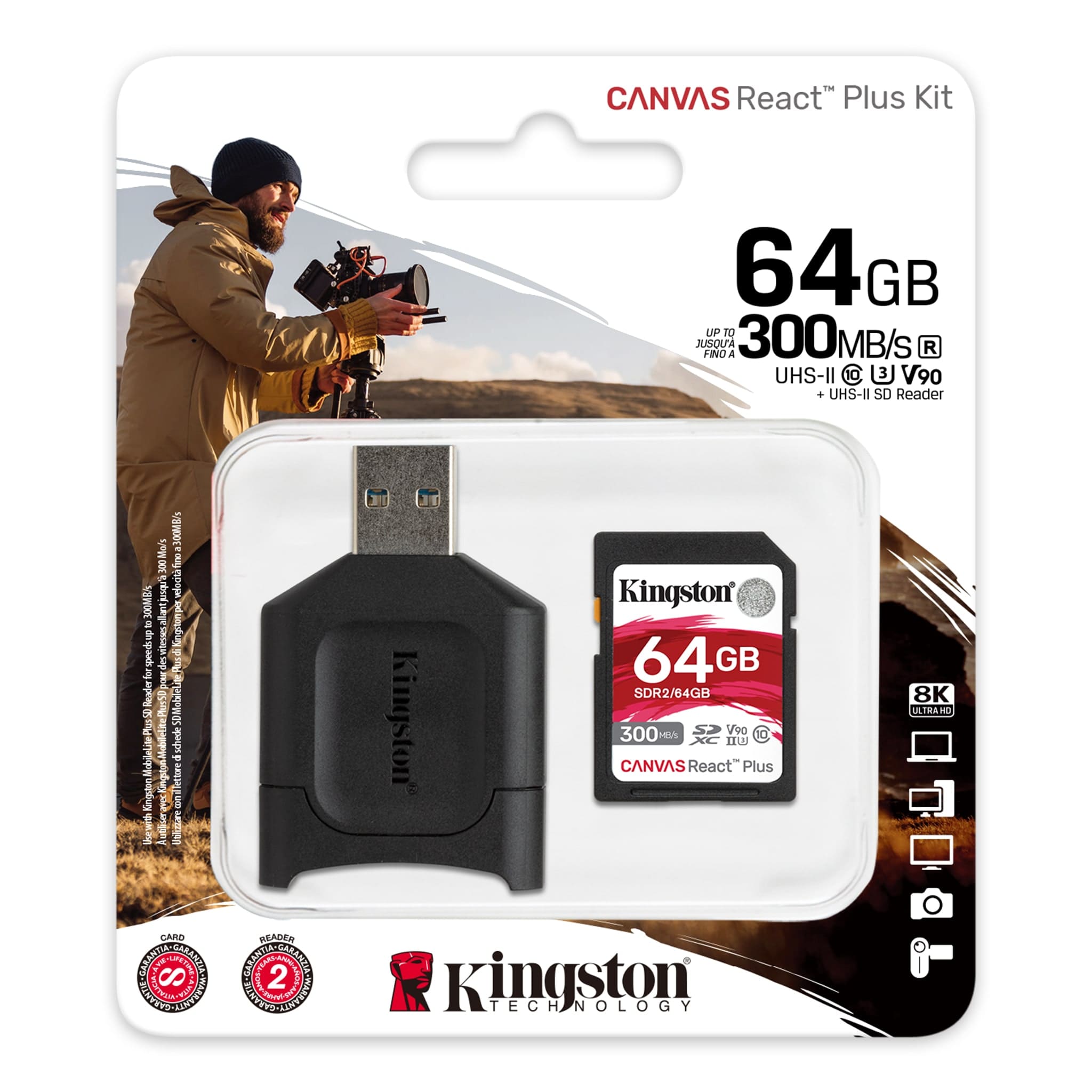 Kingston Canvas React Plus SD 4K/8K Speicherkarte 64GB