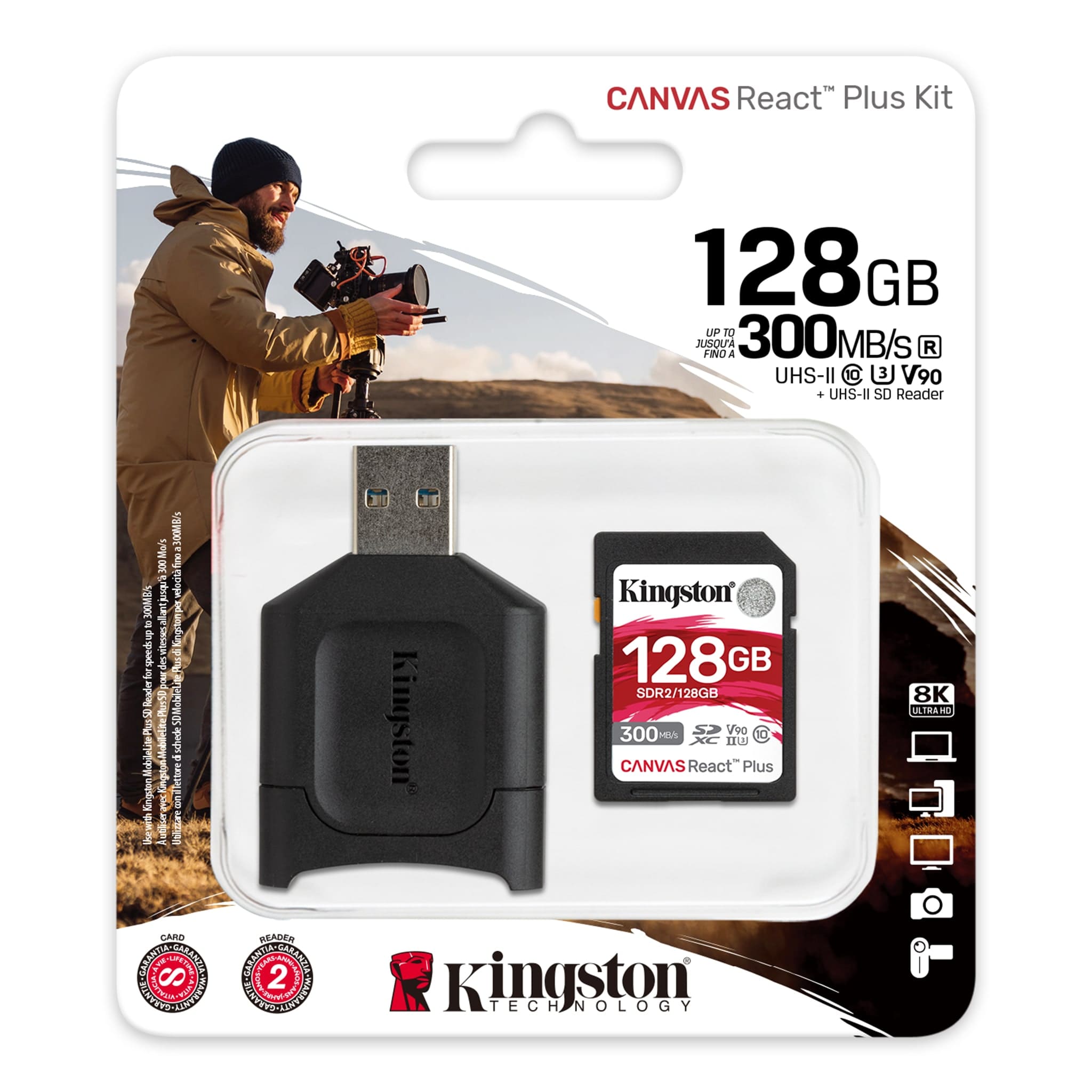 Kingston Canvas React Plus SD 4K/8K Speicherkarte 128GB