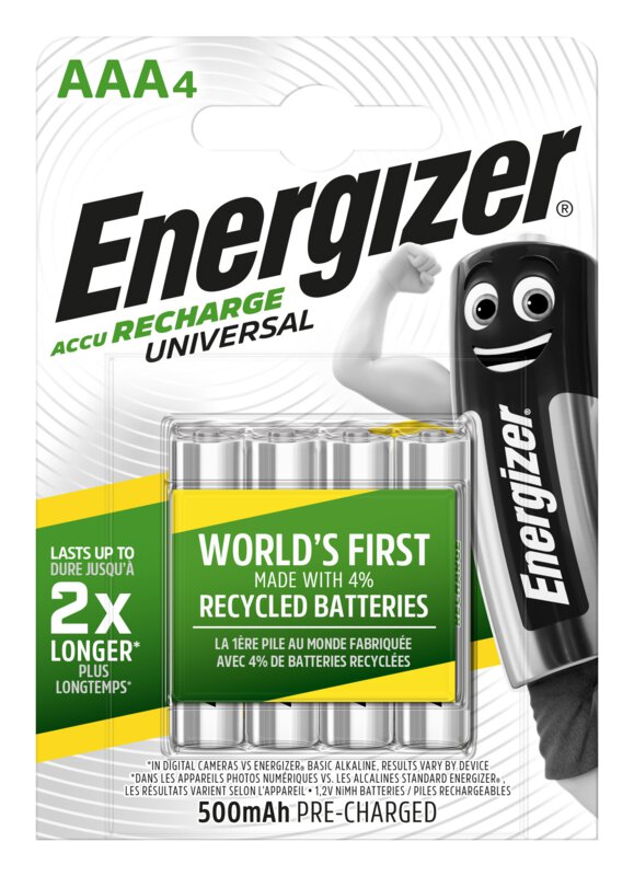4 x Energizer R03/AAA Ni-MH 500mAh wiederaufladbare Batterie