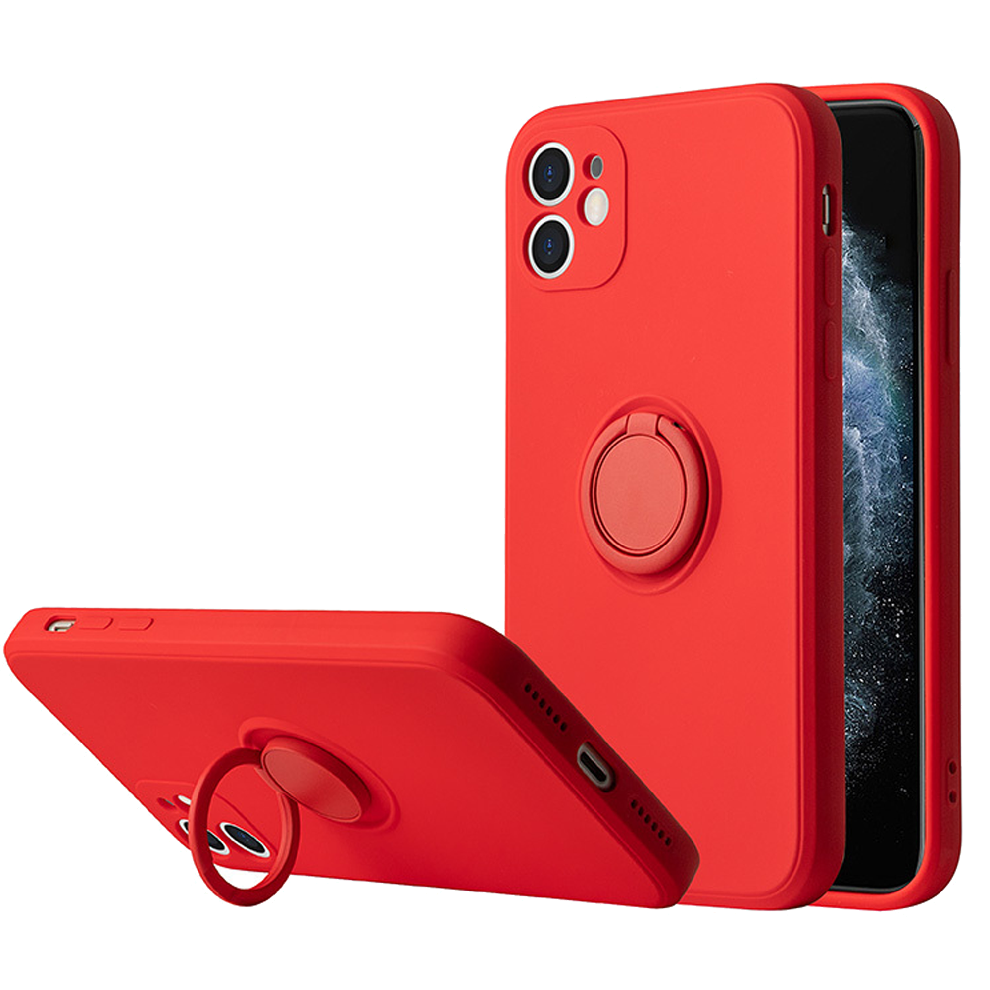 Silikon Ring Case Handy Tasche Handyhülle Magnet für iPhone 13 Pro Max Rot