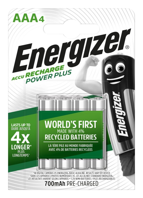 4 x Energizer R03/AAA Ni-MH 700mAh Power Plus wiederaufladbare Batterie